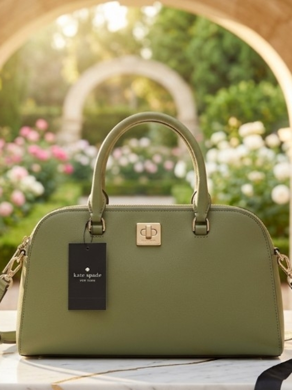 kate spade New York Phoebe Balsam olive green dome satchel NWT ,